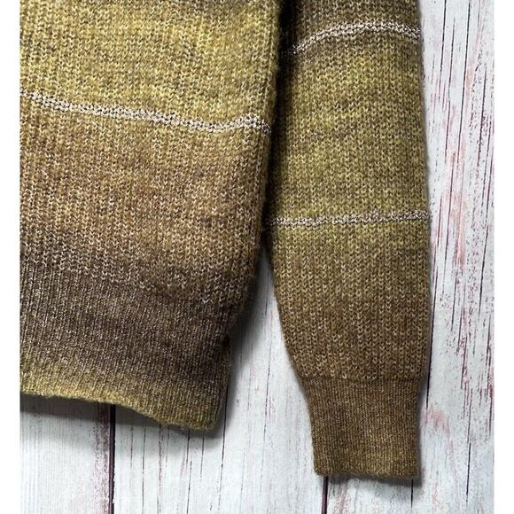 Mystree Women’s Striped Knit Sweater Wool Blend Long Sleeve Round Neck Brown M - Picture 3 of 7